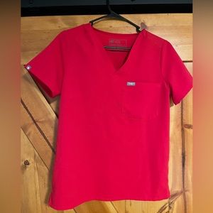 Fig size small awesome red scrub top
